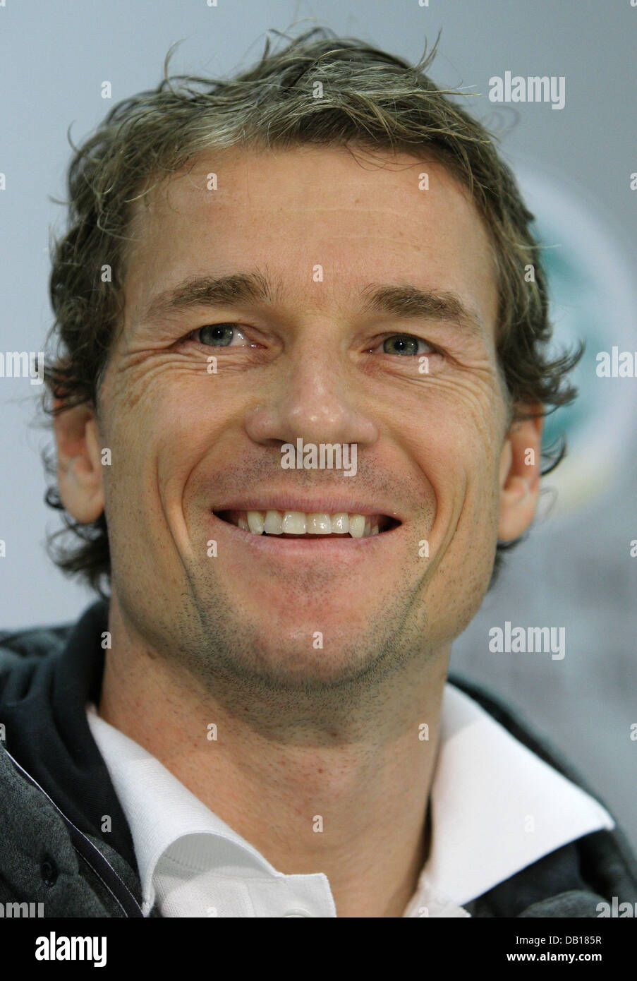 German national goalkeeper Jens Lehmann gestures during a press