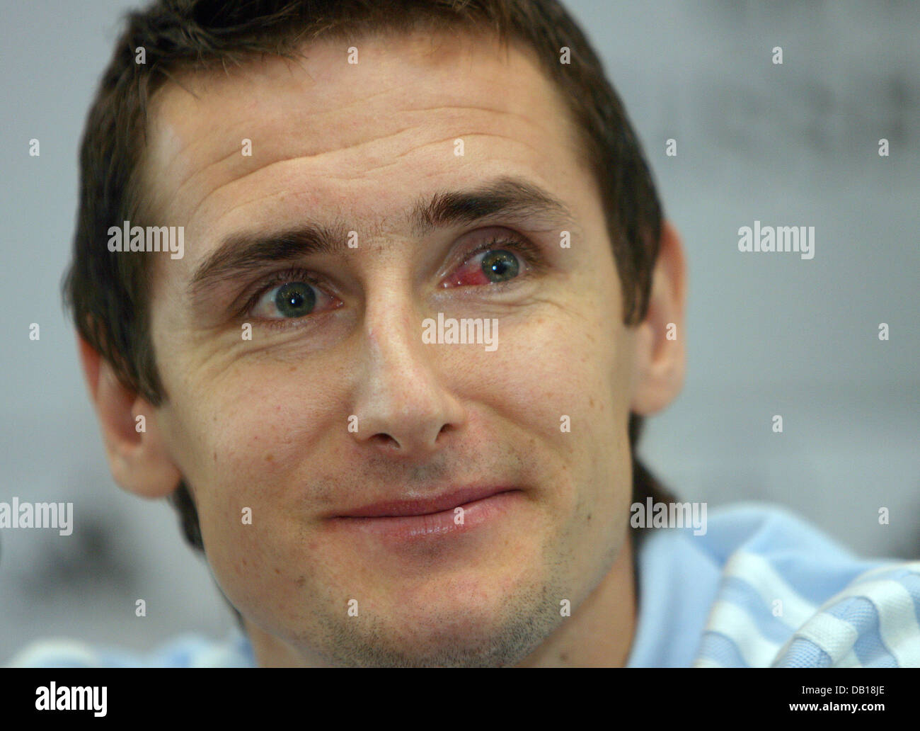 German national soccer player Miroslav Klose, answers journalists' questions during a press conference held at the German Football Federation's (DFB) headquarters in Frankfurt Main, Germany, 19 November 2007. Photo: UWE ANSPACH Stock Photo