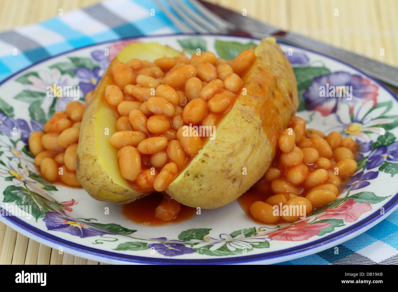 Jacket potato with baked beans Stock Photo Alamy