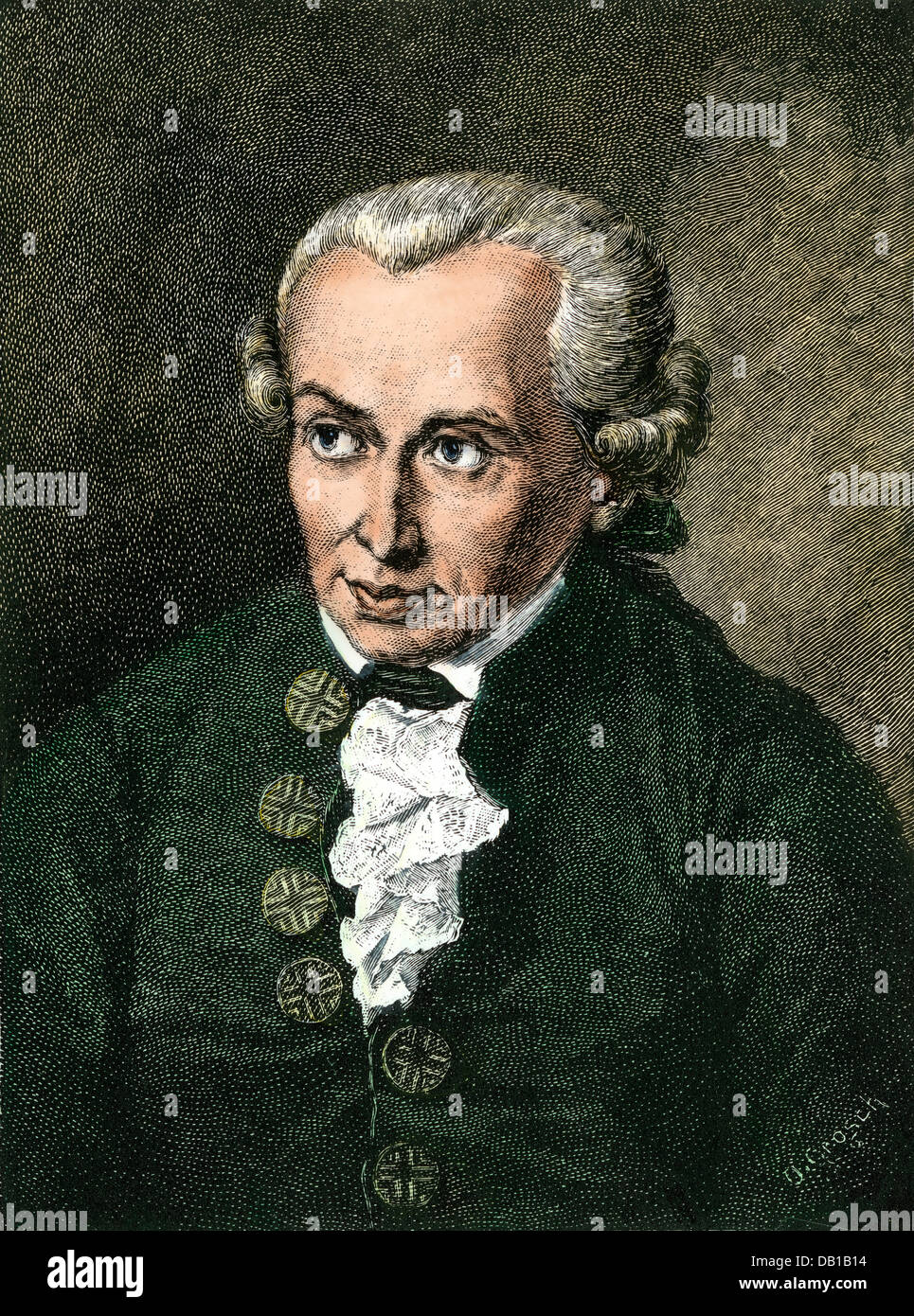 Immanuel Kant. Hand-colored woodcut Stock Photo
