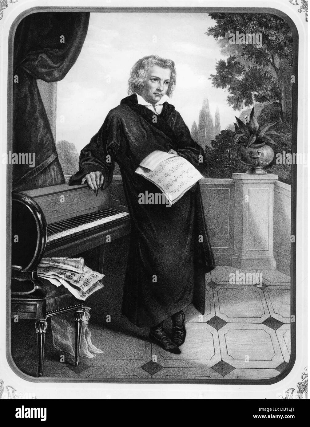 Beethoven, Ludwig van, 17.12. 1770 - 26.3.1827, German composer, full length, lithograph, 1st half 19th century, Stock Photo