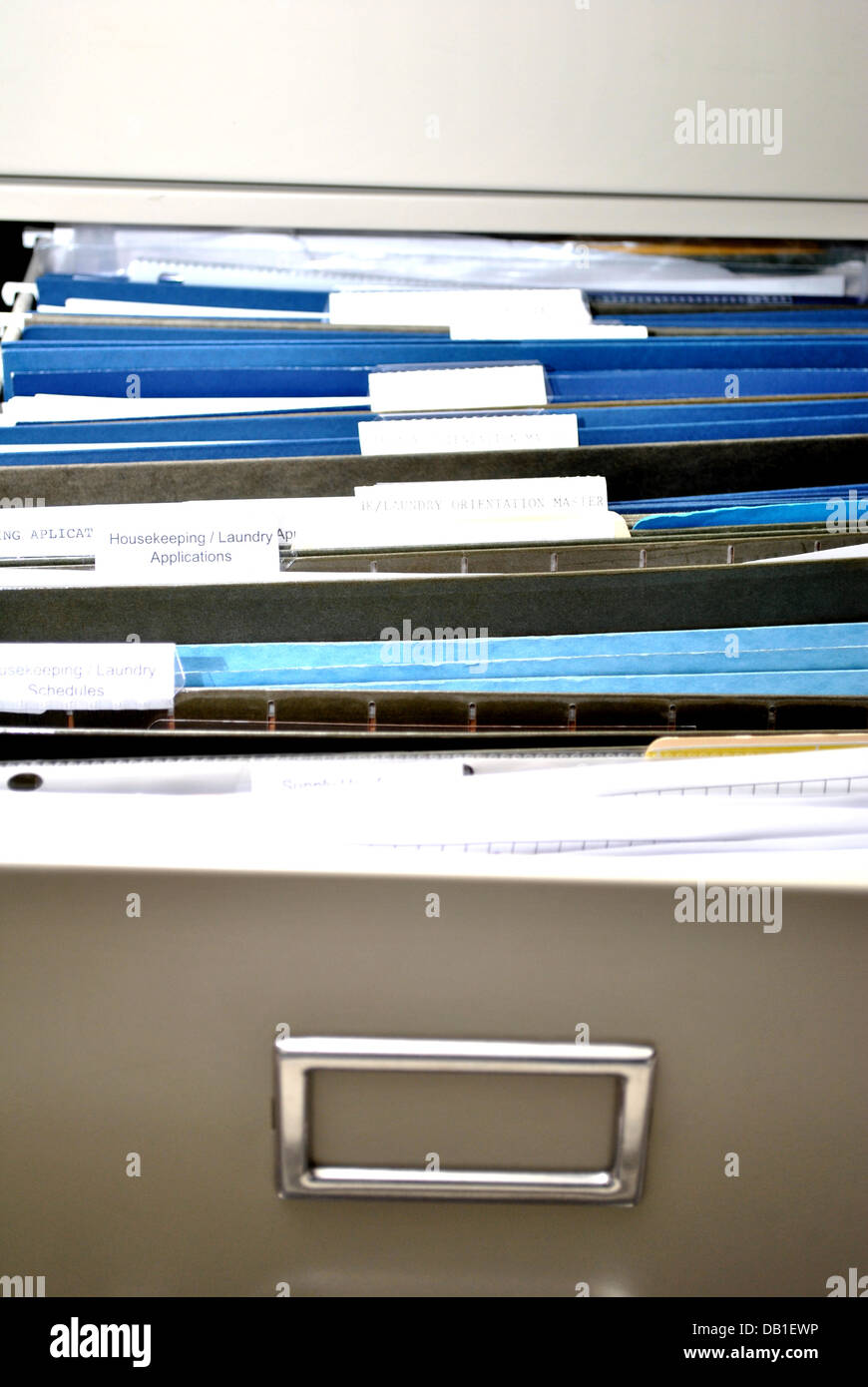Files in an Open Drawer Stock Photo
