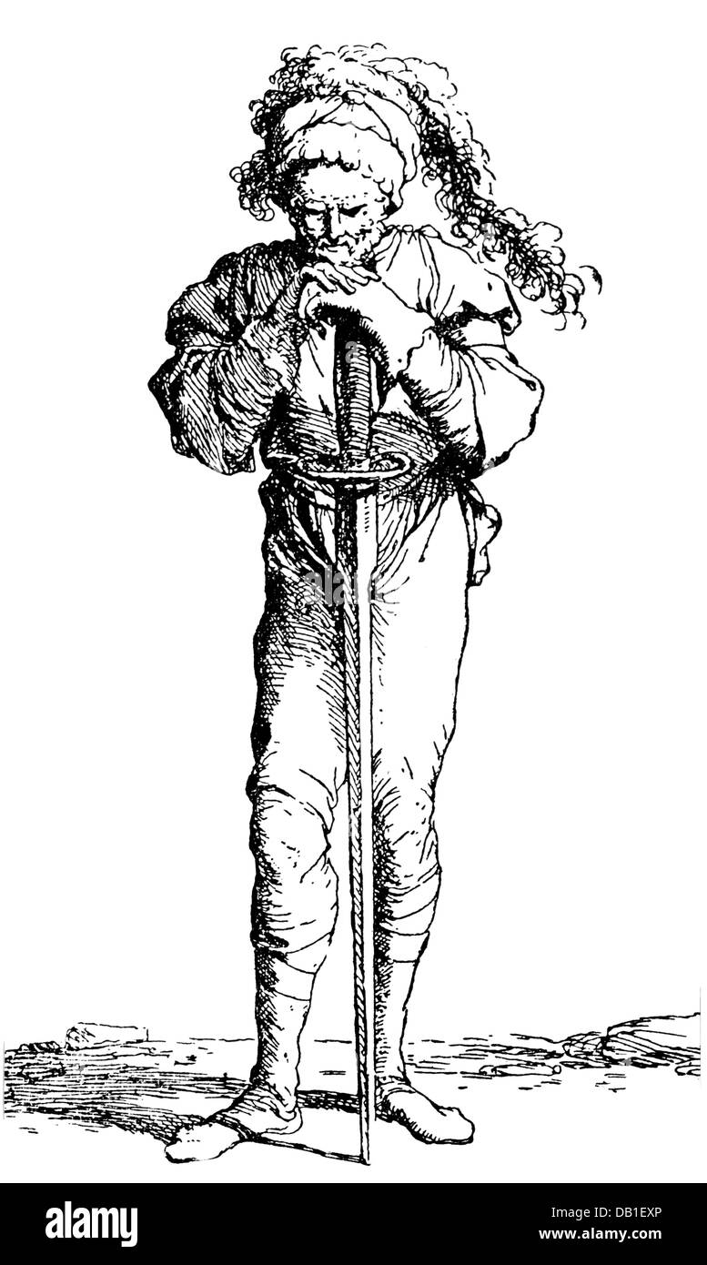 justice, executioners, executioner with executioner's sword, etching by Salvator Rosa (1615 - 1673), 17th century, 17th century, graphic, graphics, jurisdiction, penitentiary system, death penalty, occupation, occupations, full length, standing, cap, caps, feather, feathers, executioner's sword, sword, swords, thoughtful, clipping, cut out, cut-out, cut-outs, decapitator, decapitators, executioner, executioners, etching, etchings, historic, historical, male, man, people, men, Additional-Rights-Clearences-Not Available Stock Photo