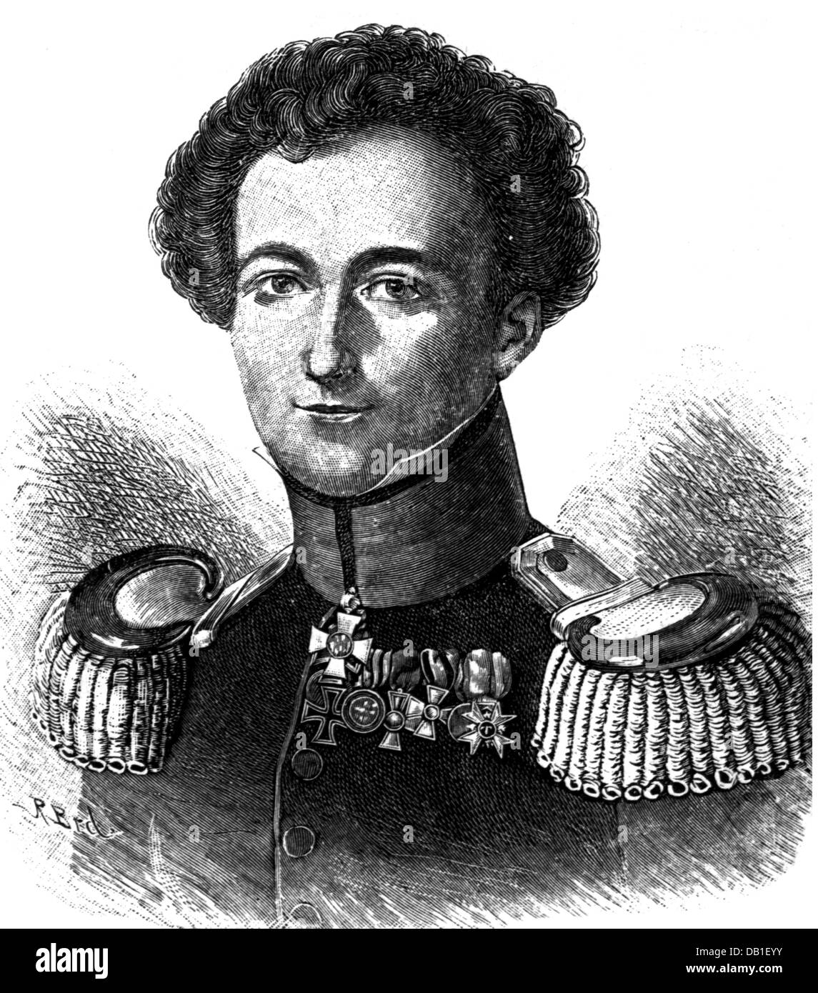 Clausewitz, Carl von, 1.6.1780 - 16.11.1831, German general and military author / author / writer, portrait, as Chief of General staff of the III Corps, after painting by Karl Wilhelm Wach, lithograph by F.Michelis, after 1815, Artist's Copyright has not to be cleared Stock Photo