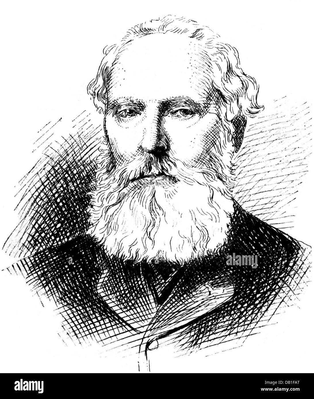 Beaumont, Charles-Edouard de, 1821 - 12.1.1888, French painter and lithographer, portrait, wood engraving after drawing by Emile Bayard, 19th century, Stock Photo