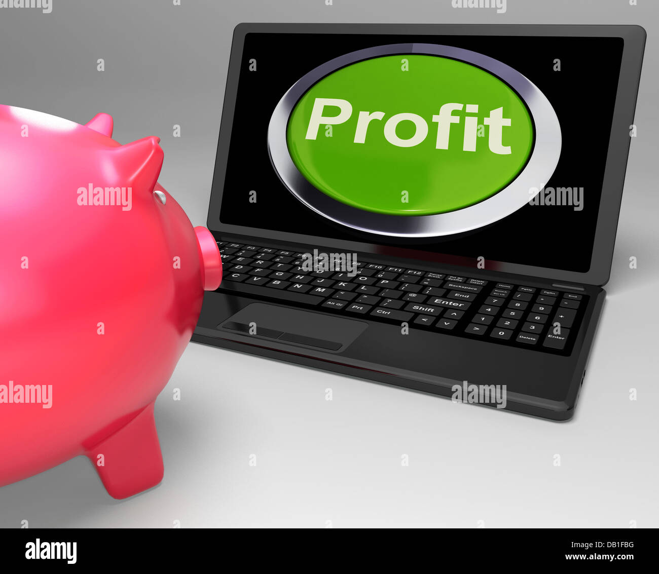 Profit Button On Laptop Shows Financial Growth Stock Photo