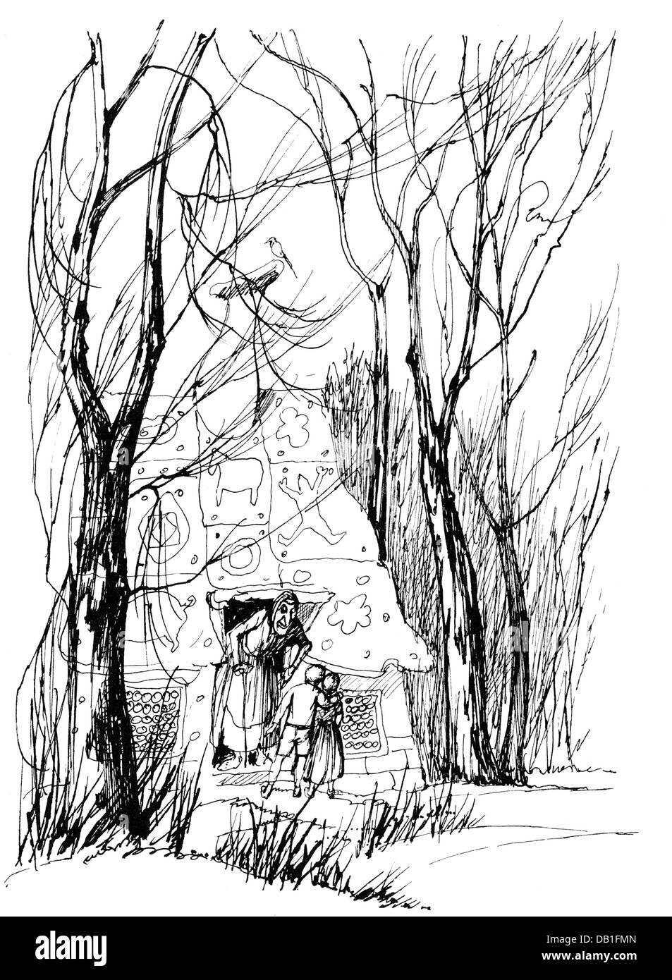 Hansel Drawing Witch hansel drawing Black and White Stock Photos & Images - Alamy