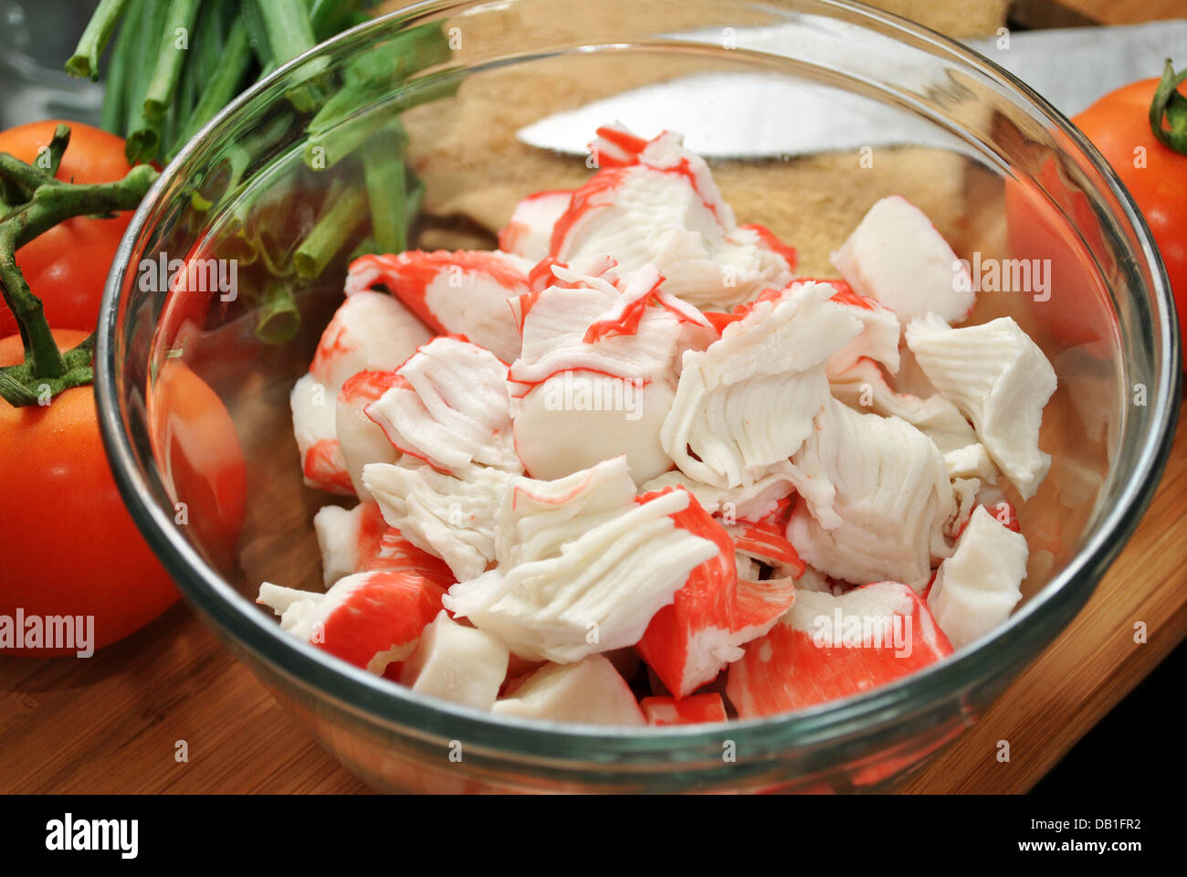 CloseUp of Imitation Crabmeat Stock Photo Alamy