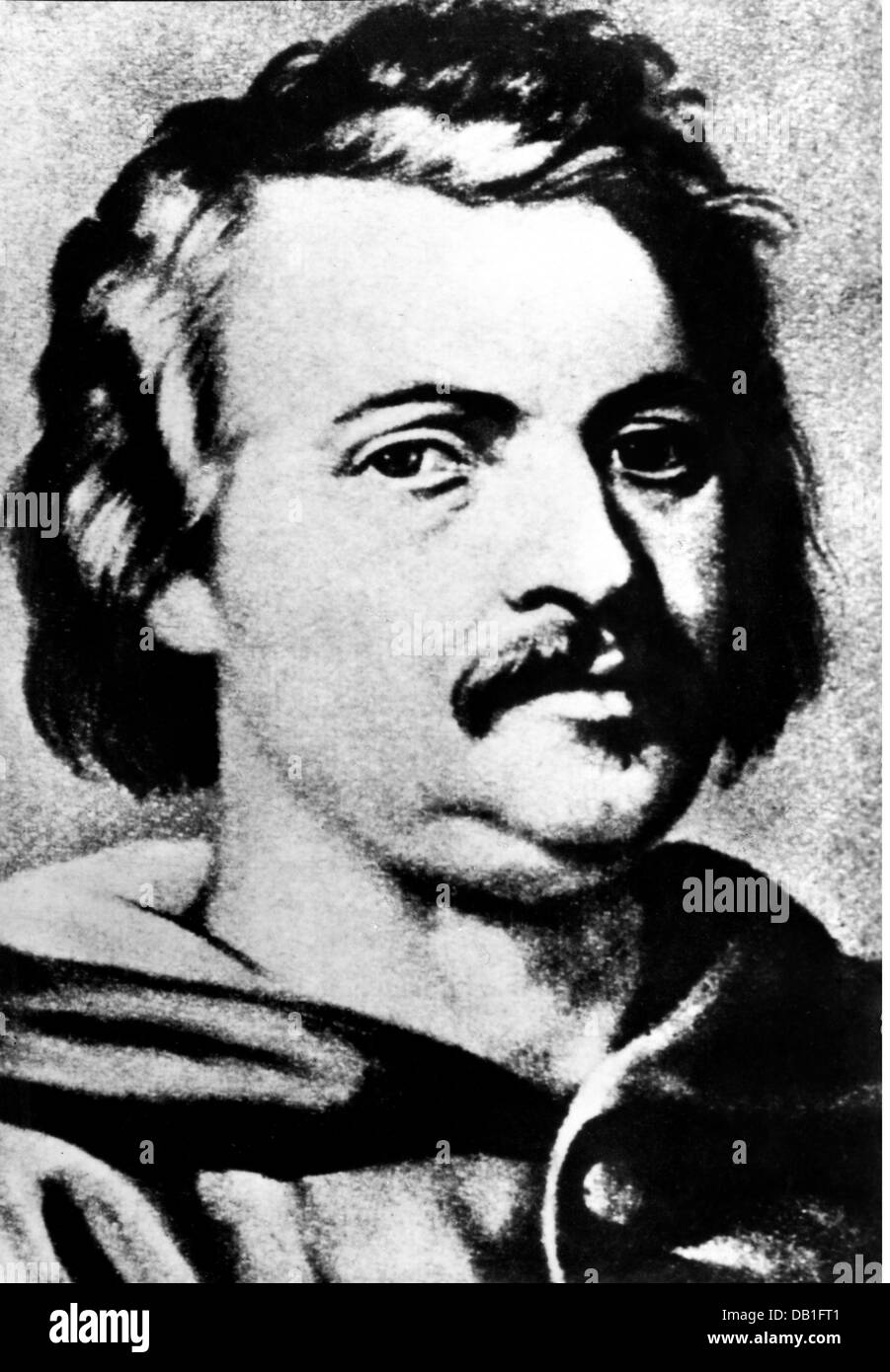 Balzac, Honore de, 20.5.1799 - 18.8.1850, French author / writer, portrait, after painting by Louis Boulanger (1807 - 1867), drawing, 19th century, Artist's Copyright has not to be cleared Stock Photo