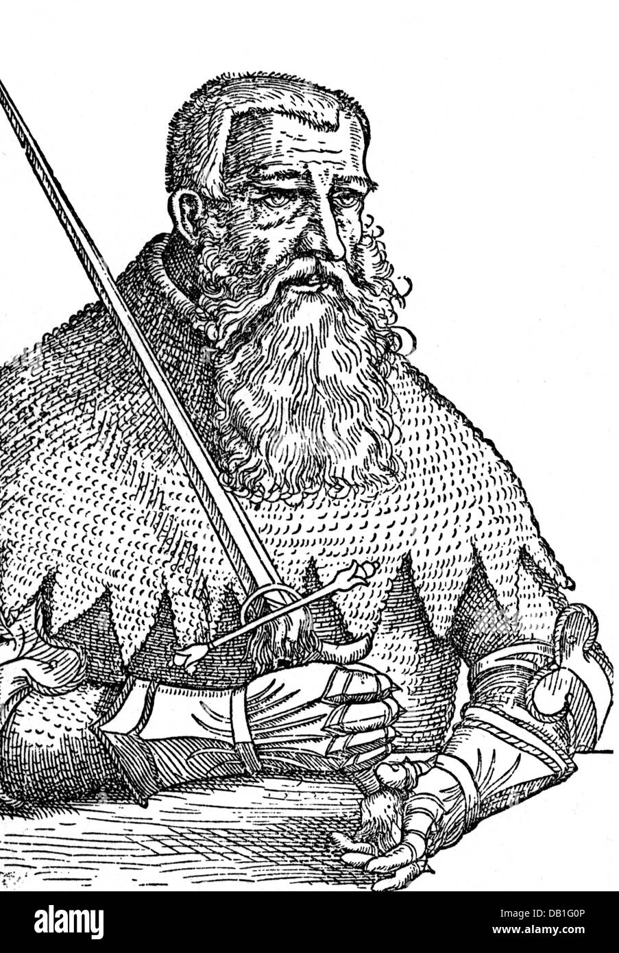Henry IV the Pious, 16.3.1473 - 18.8.1541, Duke of Saxony, Margrave of Meissen,  half length, after woodcut by Cranach, wood engraving, 19th century, Stock Photo