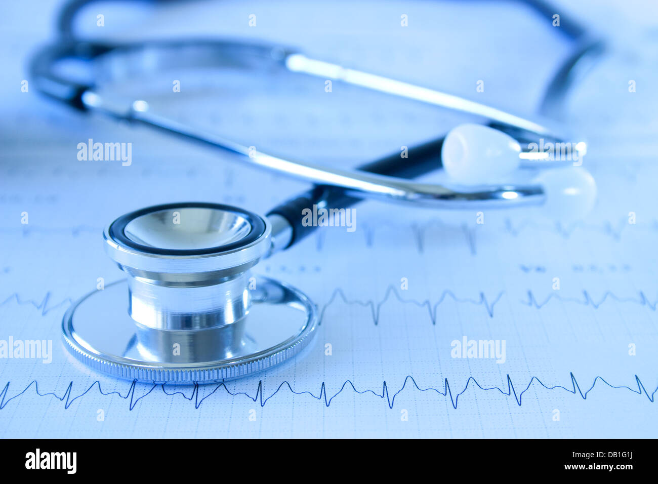 Stethoscope on EKG printout Stock Photo