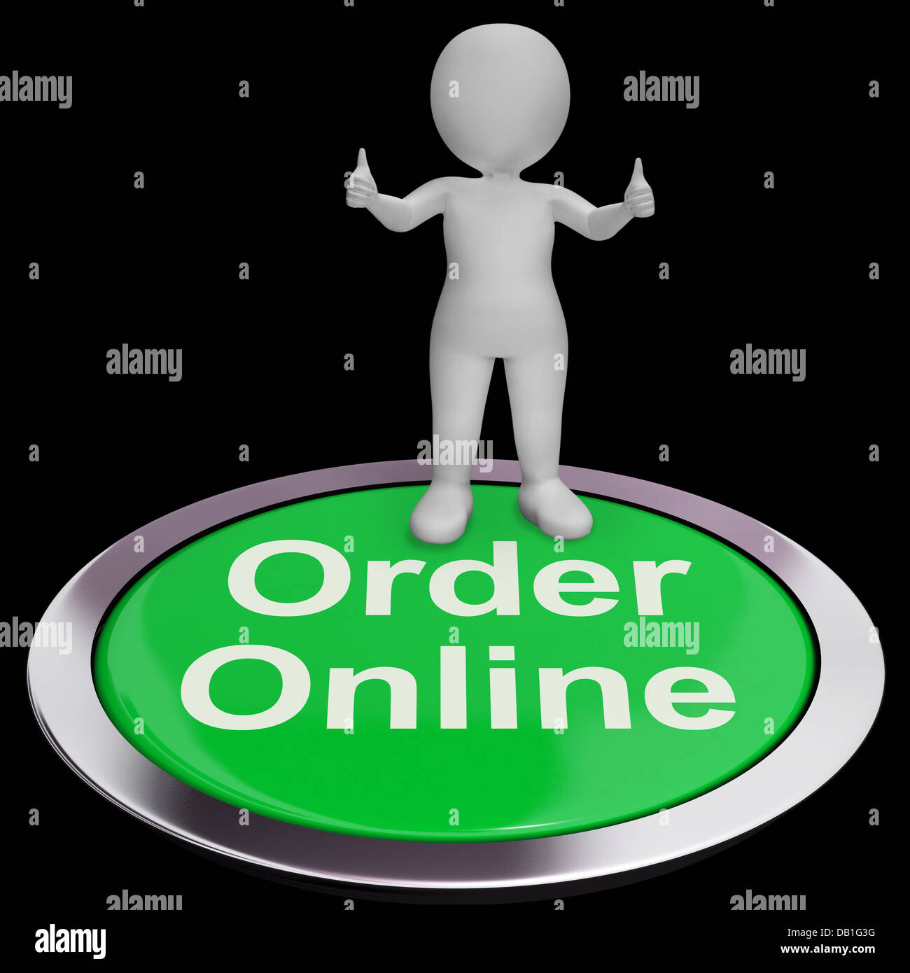 Order Online Button Shows Purchasing On The Web Stock Photo