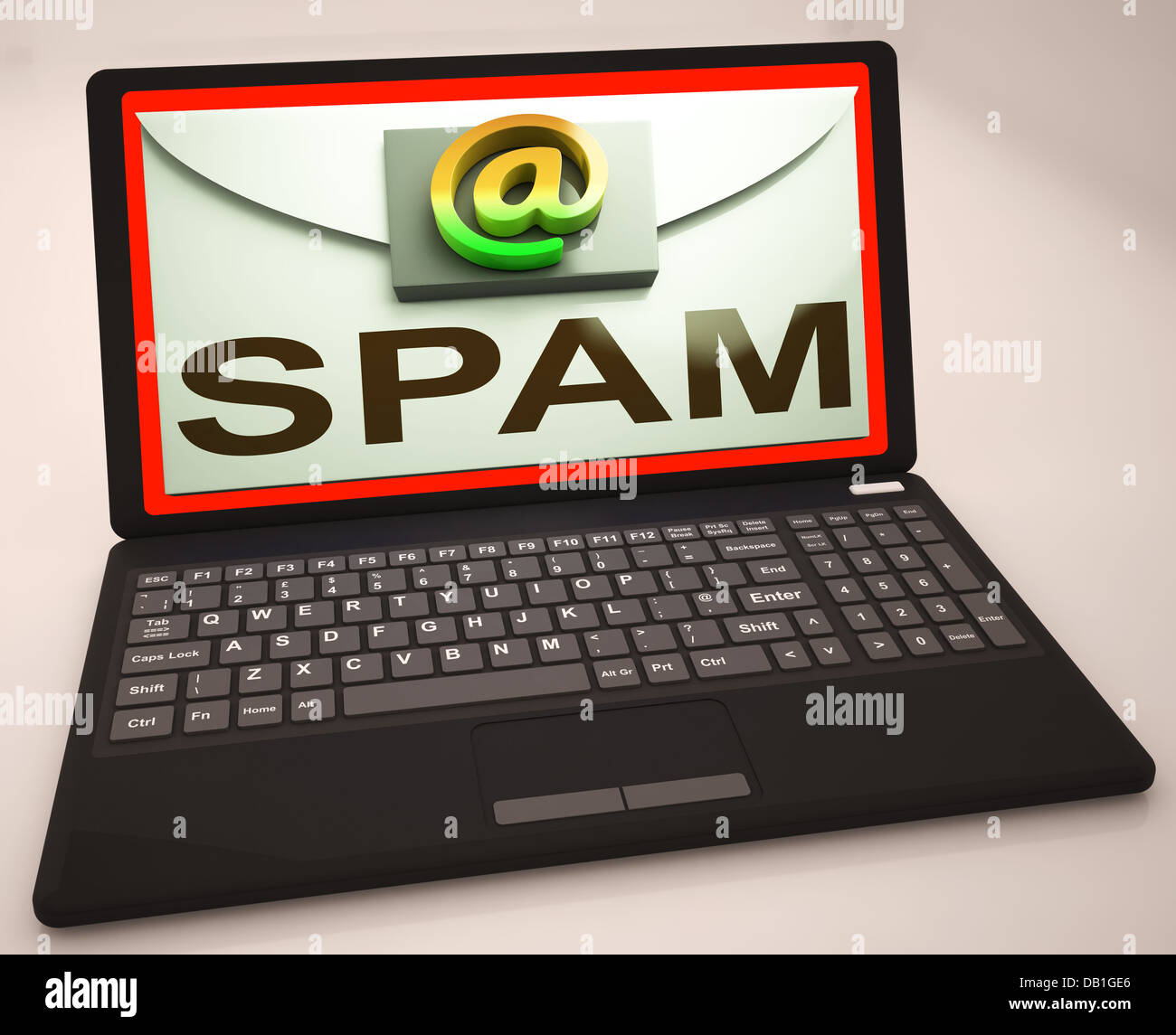 Spam Mail On Laptop Showing Malicious Stock Photo