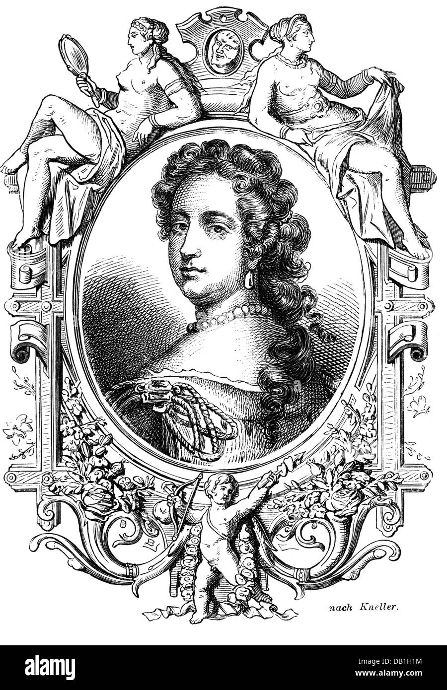 Palmer, Barbara, 22.5.1641 - 9.10.1709, 1st Duchess of Cleveland, English lady-in-waiting, portrait, wood engraving, 19th century, Stock Photo