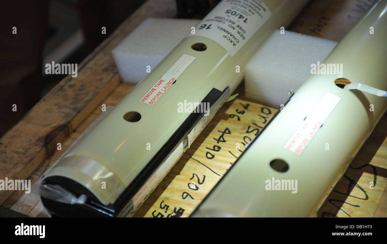 Two Aircraft Expendable Current Profiler or AXCP sensors await