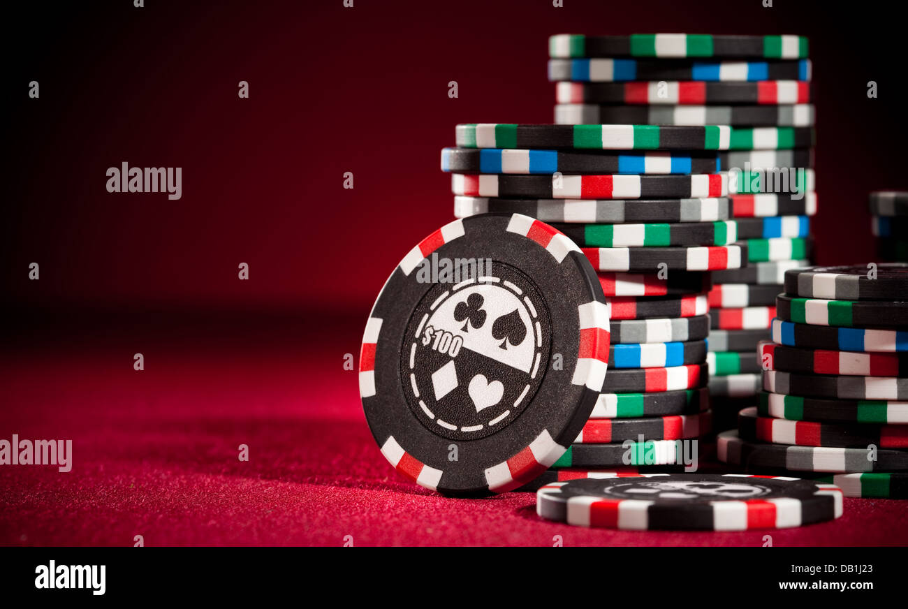 Casino gambling chips with copy space. Stock Photo