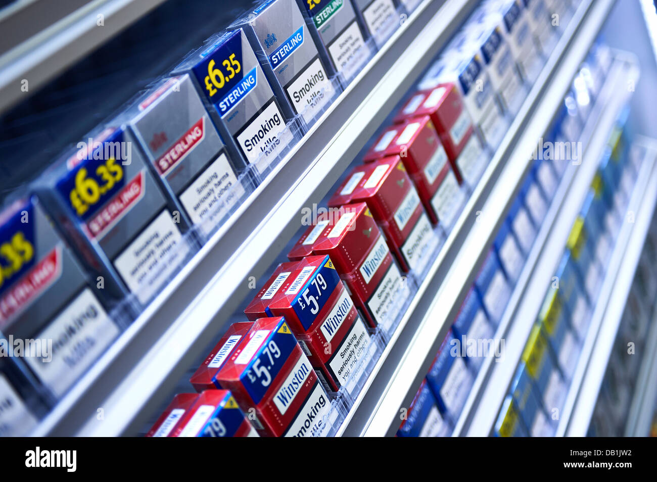cigarettes on shelf Stock Photo