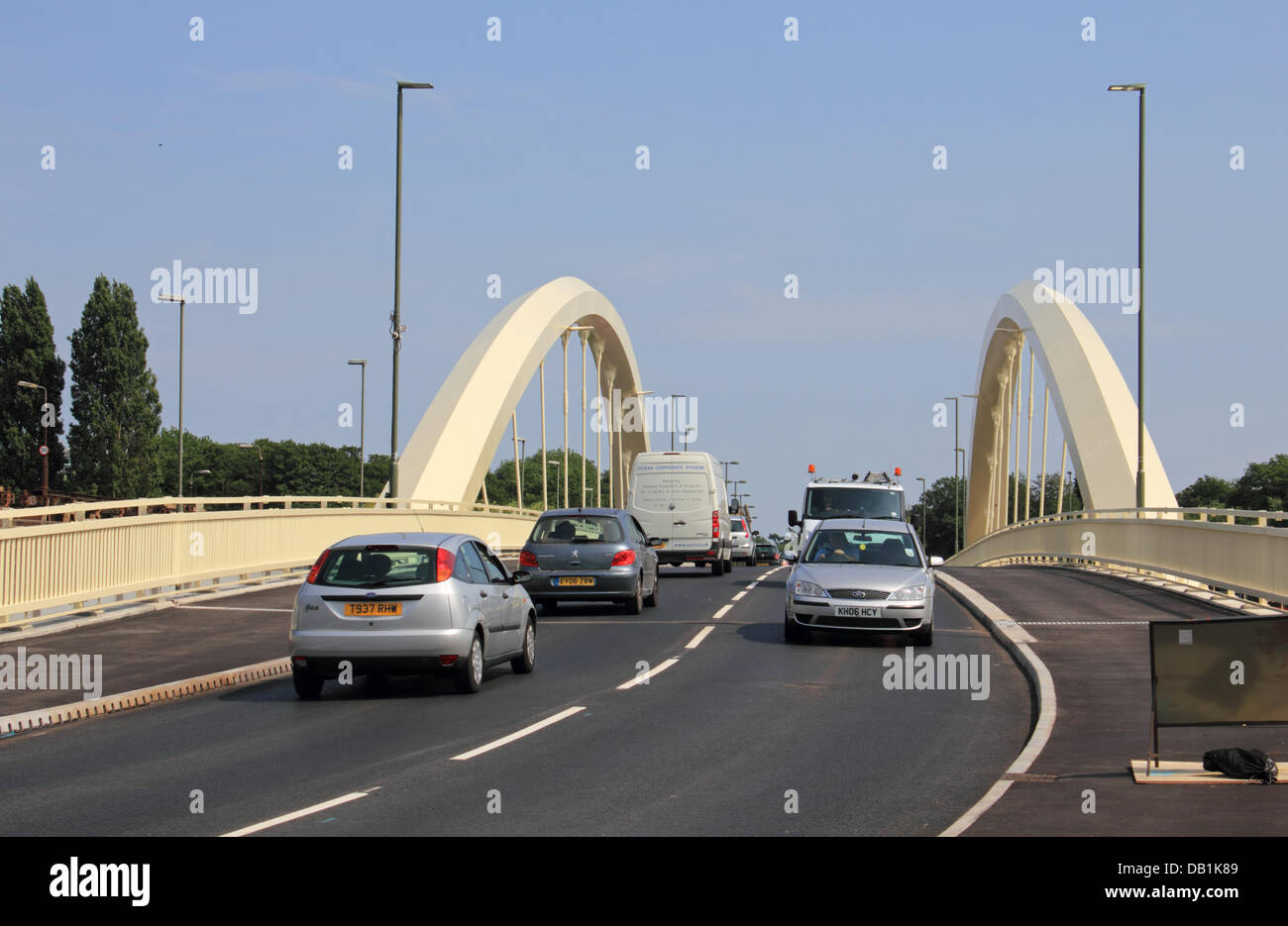Walton on Thames, Surrey, England, UK. 22nd July, 2013. The first new road bridge across the River Thames for 20 years opened to vehicles today at 6am. It carries the A244 between Walton-on-Thames and Shepperton and has taken 18 months to construct. Credit:  Jubilee Images/Alamy Live News Stock Photo