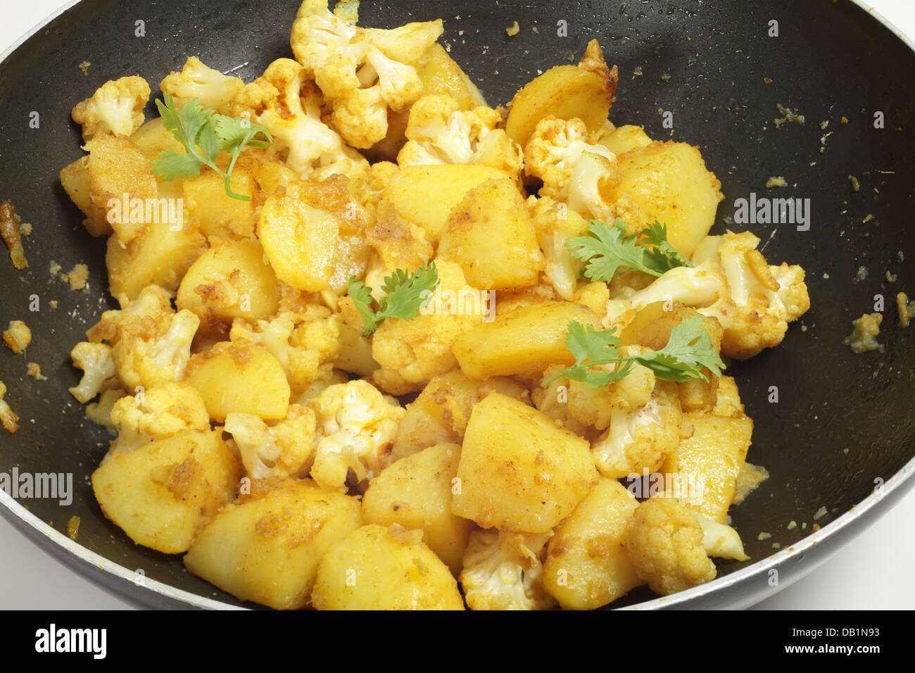Aloo Gobi, potato and cauliflower sauteed with spices, a popular northIndian sidedish, in a