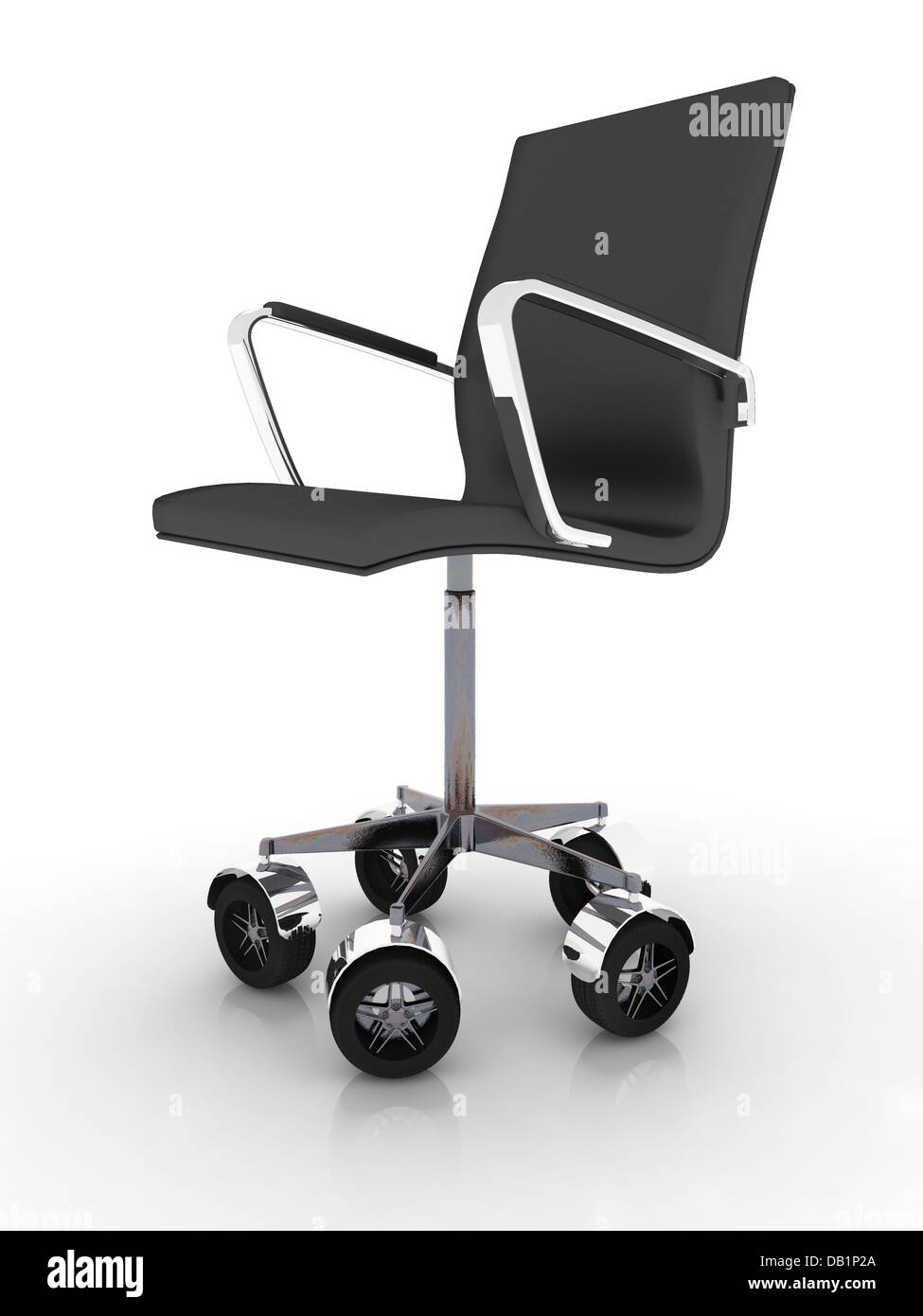 office chair with wheels racing, 3d illustration Stock Photo Alamy