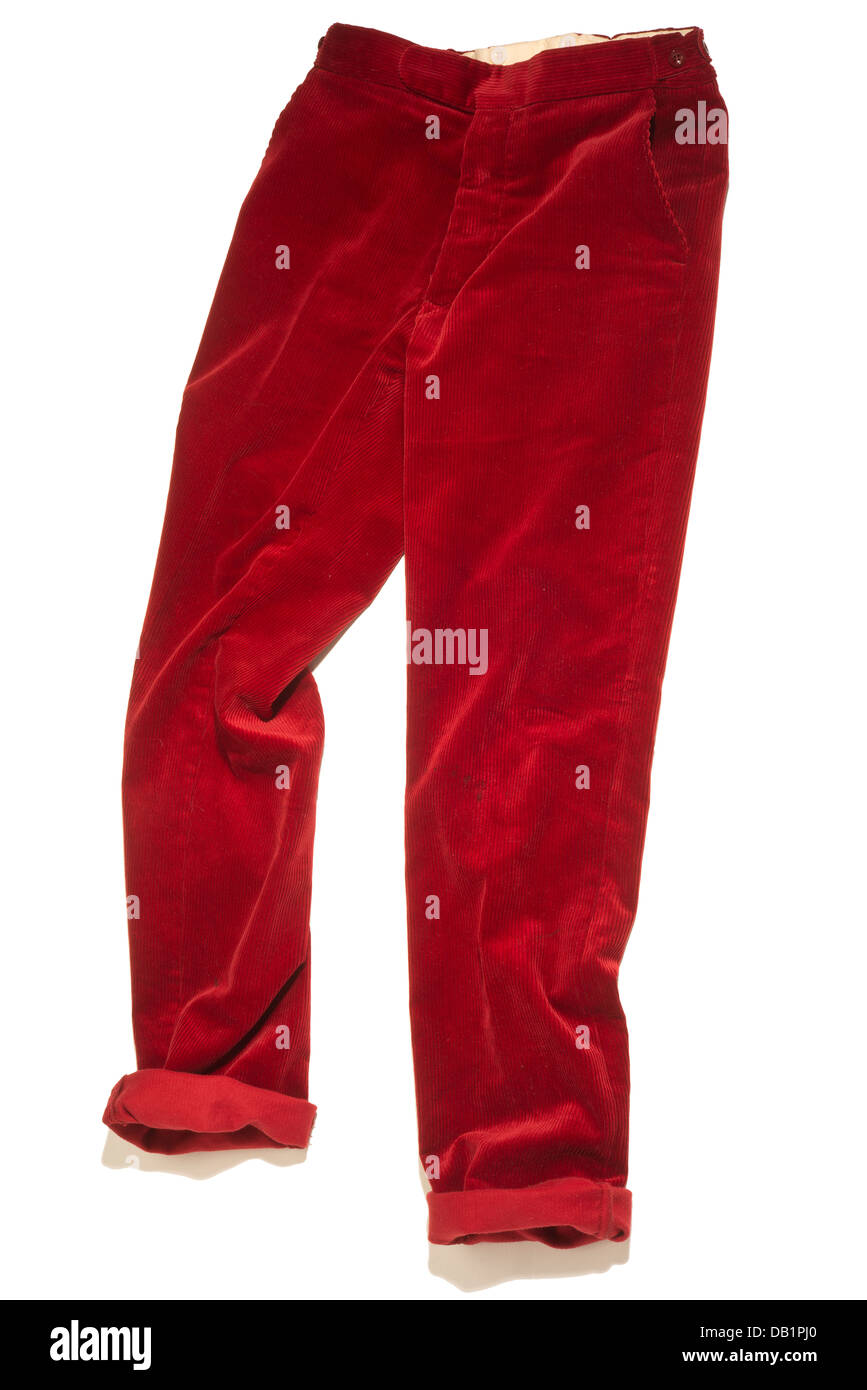 Red corduroy trousers Stock Photo