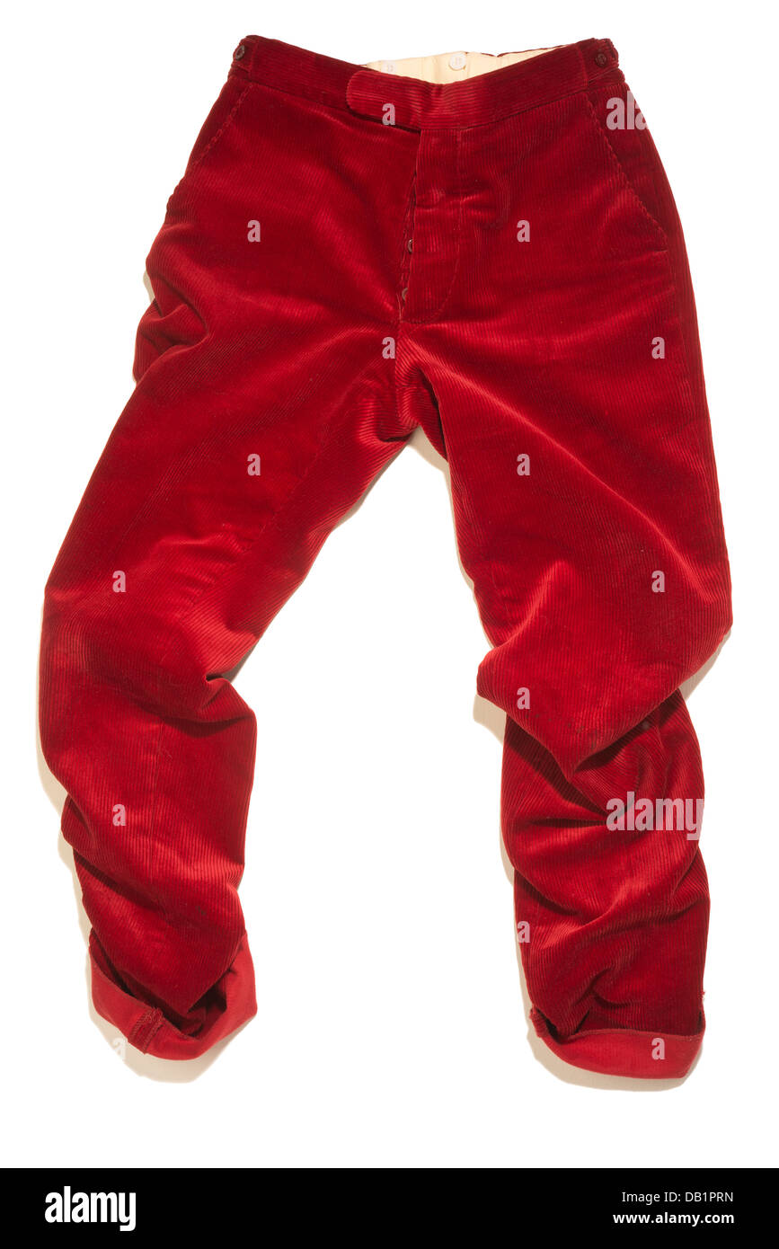 Red corduroy trousers Stock Photo