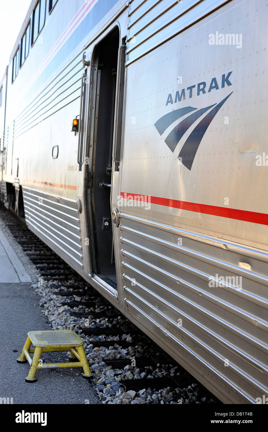 Sleeping car of the Sunset Limited Amtrak train waiting in Arizona