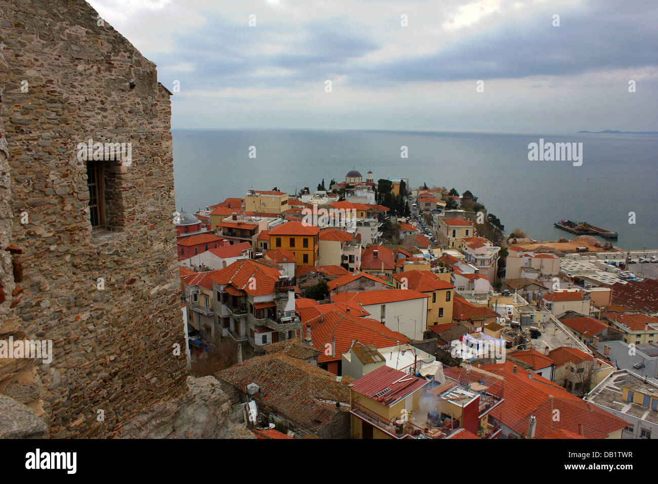 Kavala city view from the old castle, Greece Stock Photo