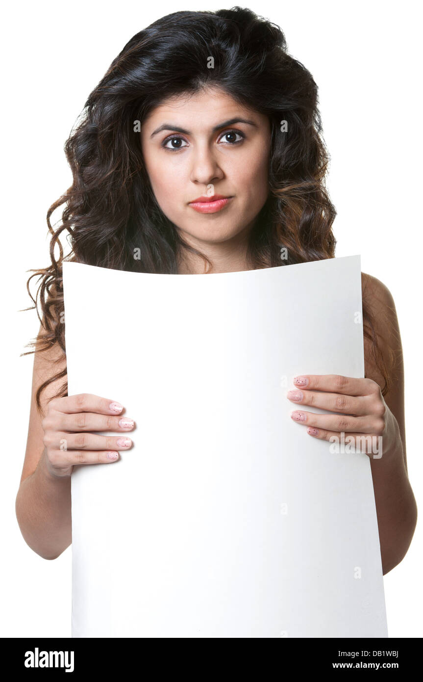 Young Lady Holding Sign Stock Photo Alamy
