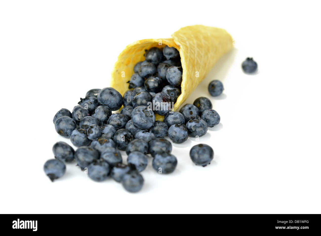 Blueberries in a waffle roll down Stock Photo