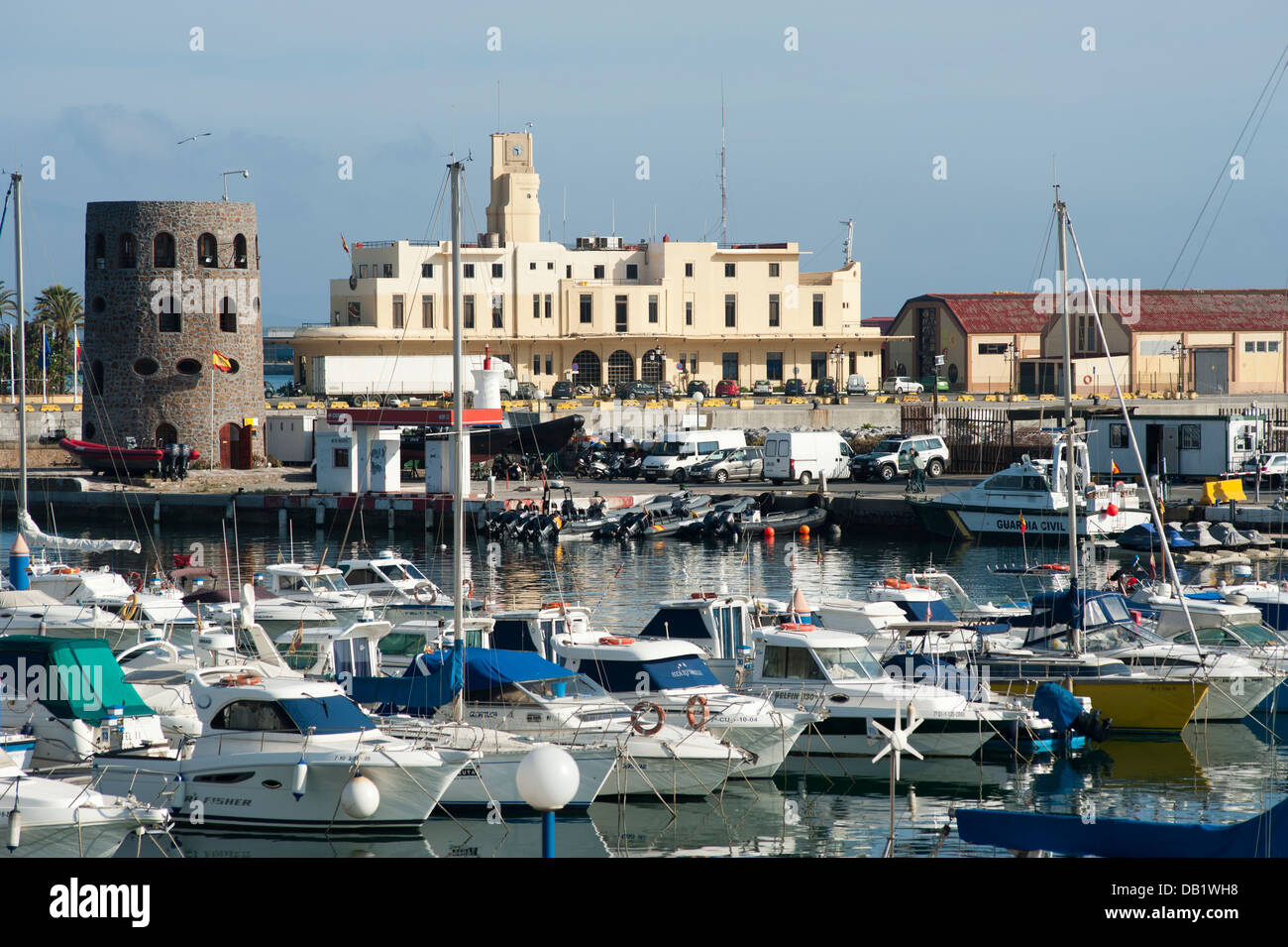 Marina and Muelle España in background Ceuta . North Africa. Stock Photo
