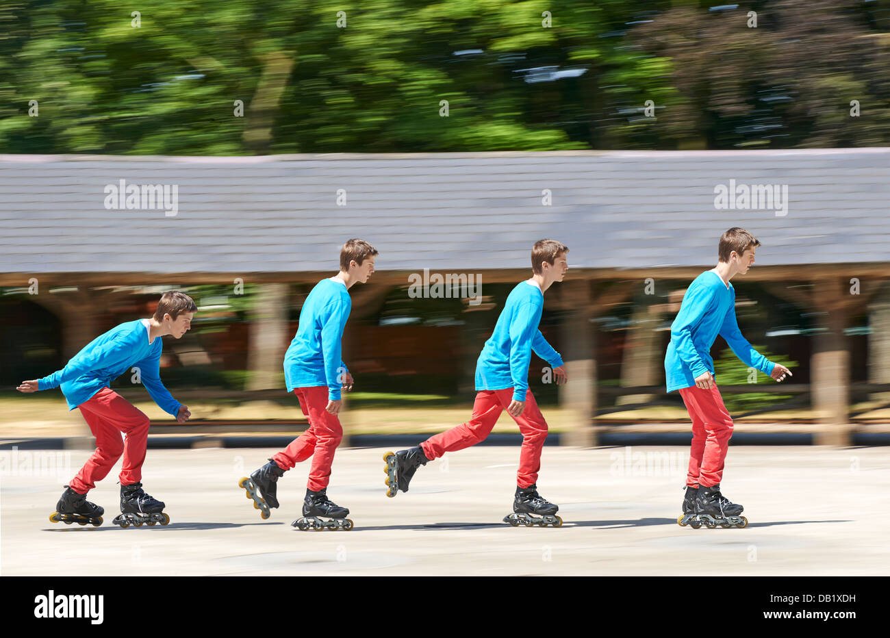 driving with roller blades Stock Photo Alamy