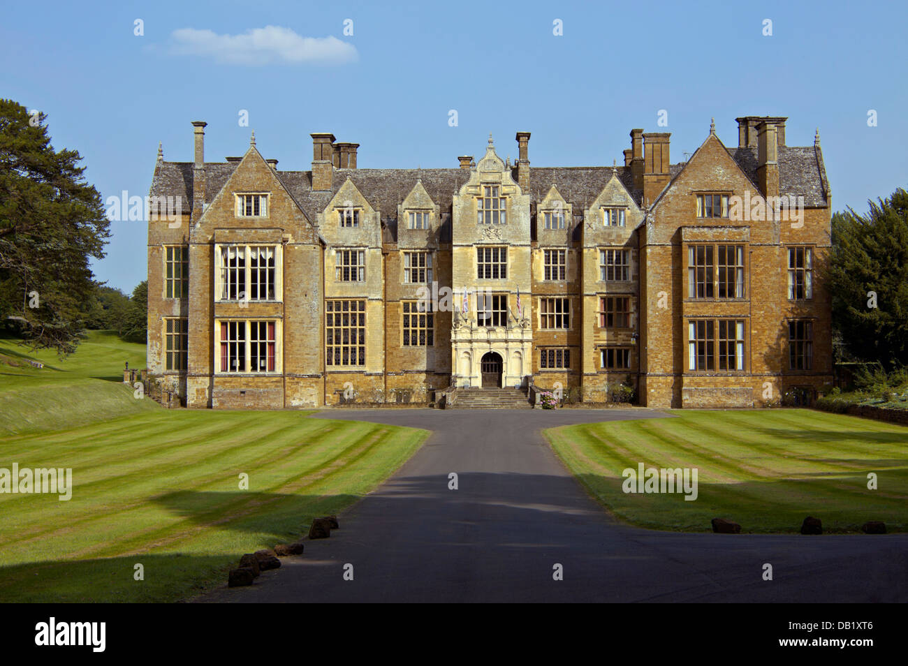 Façade of Wroxton Abbey, a Jacobean house, Wroxton, Oxfordshire, England, Great Britain. Stock Photo