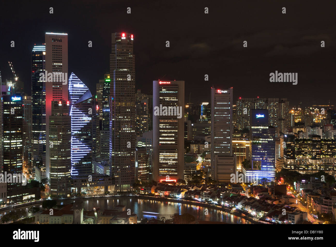 Singapore skyline at night Stock Photo