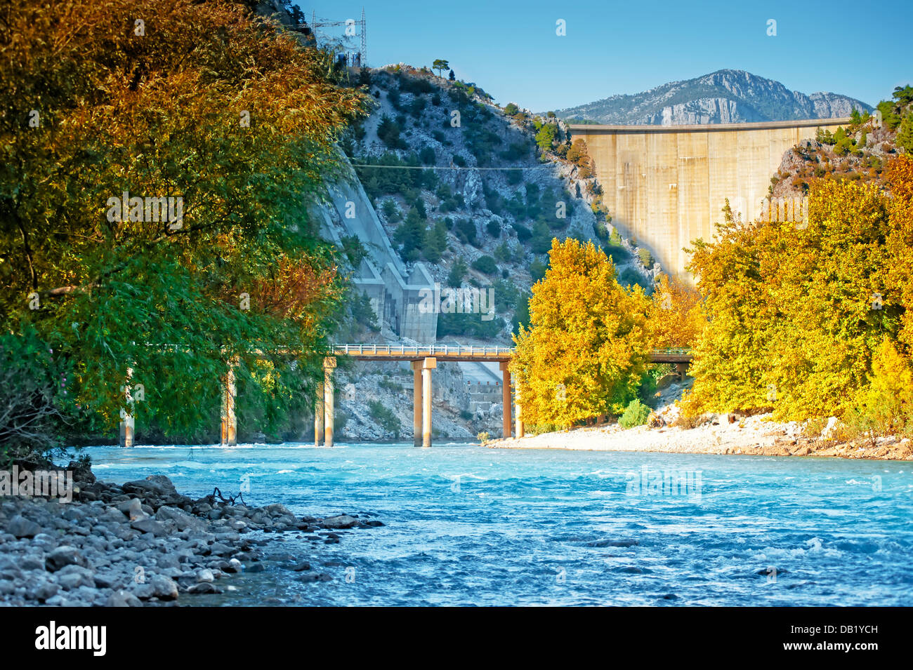 Oymapinar dam on the river Manavgat Stock Photo