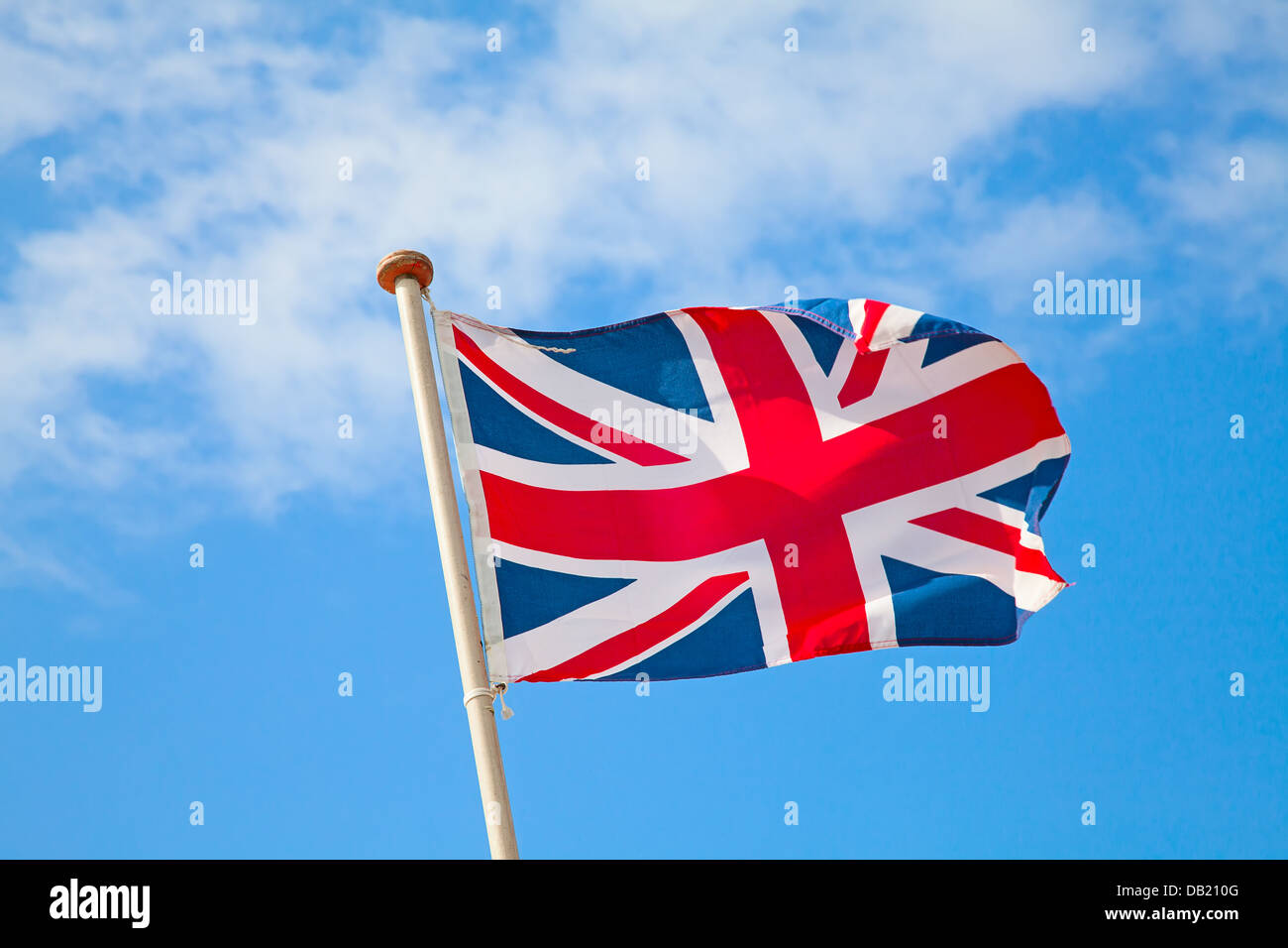 UK flag in the blue sky Stock Photo