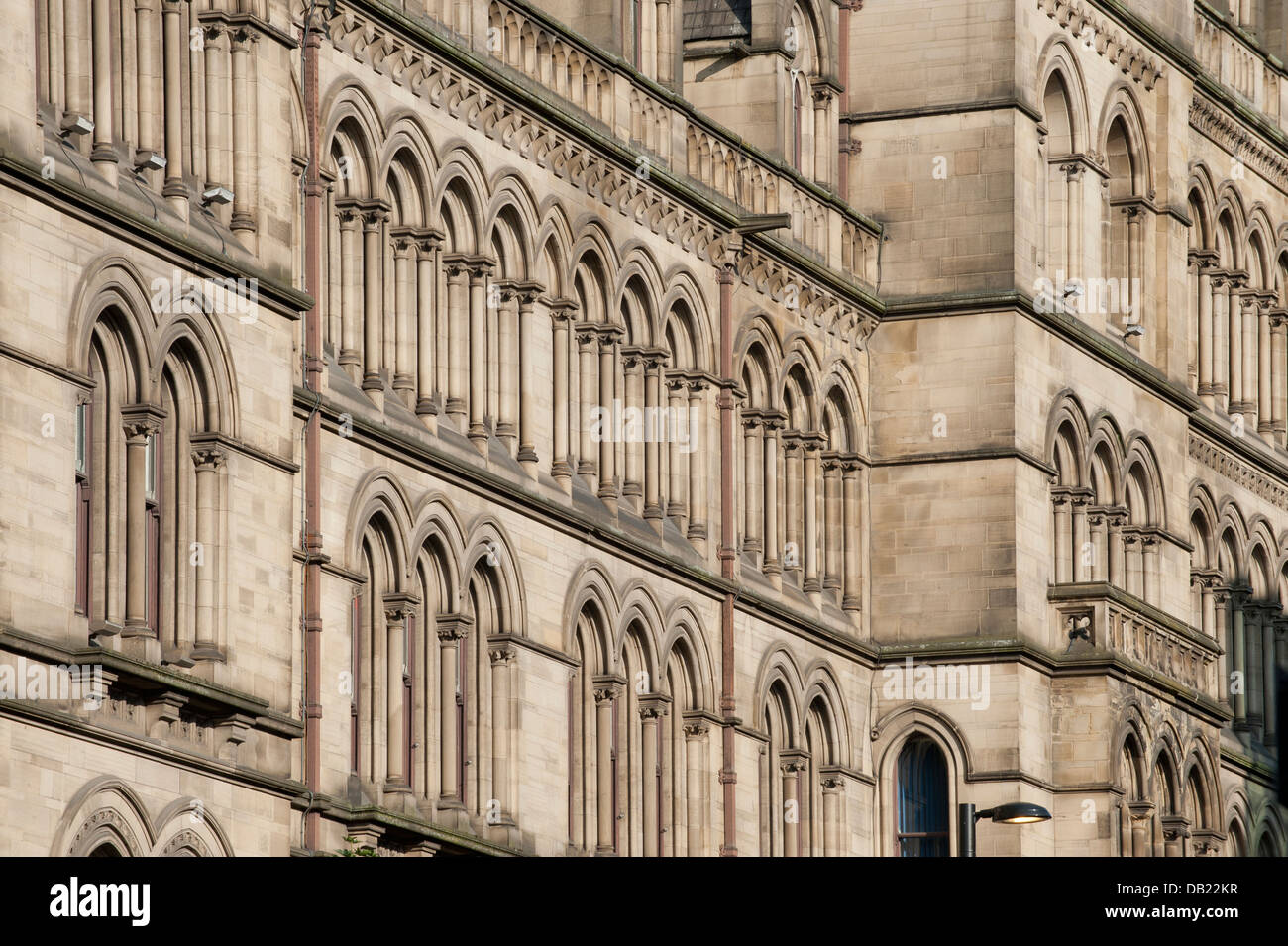 An abstract view of Manchester Town Hall in the city centre. Stock Photo