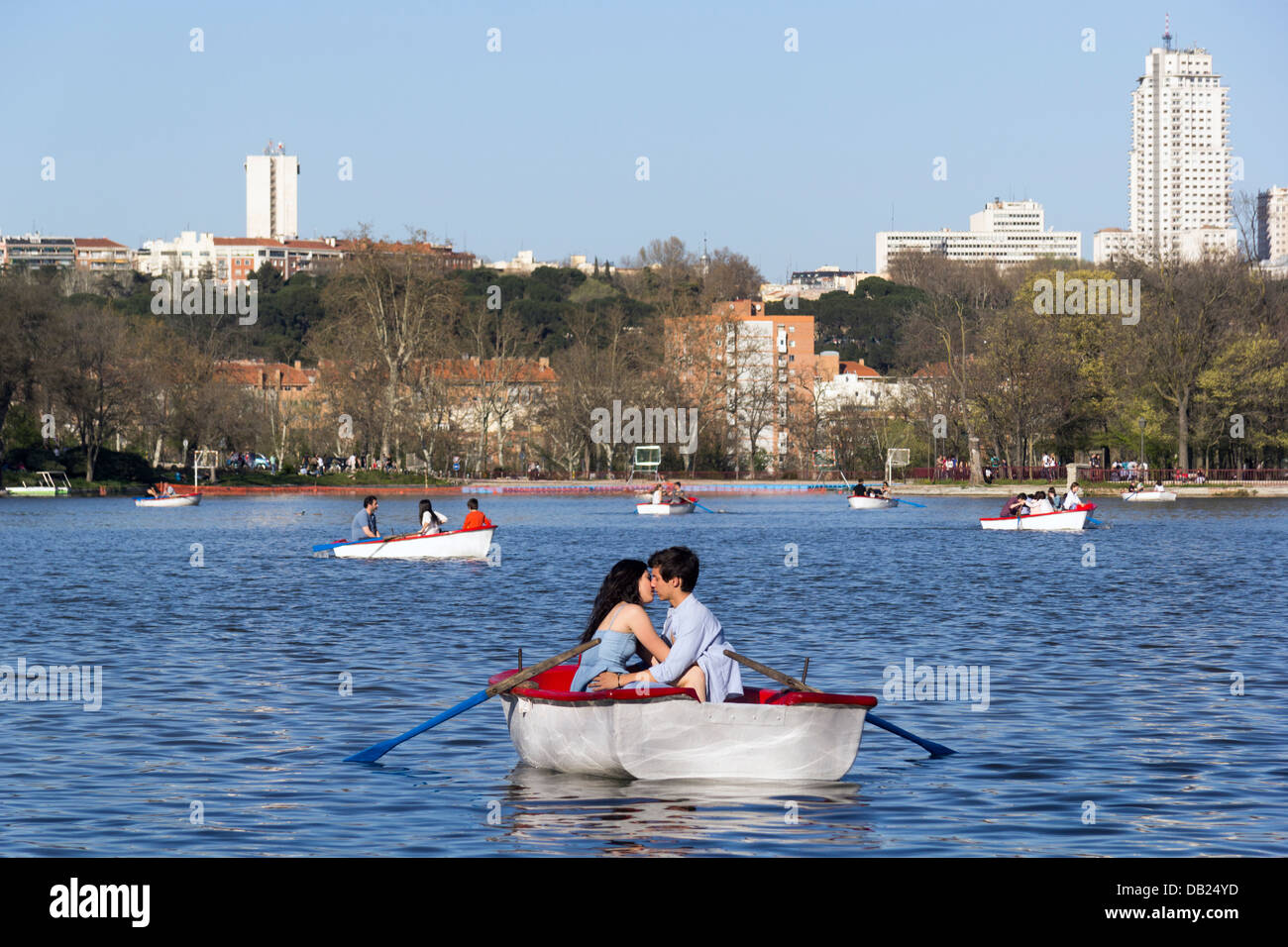 A boating lake in Casa de Campo, Madrid, Spain. Stock Photo