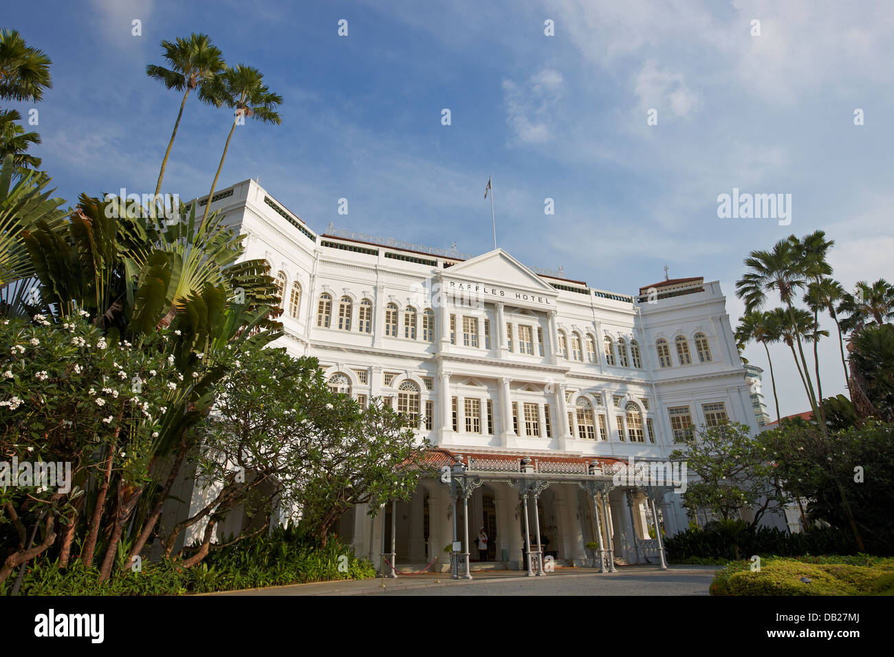 Exterior view of the iconic Raffles Hotel in Singapore. Stock Photo