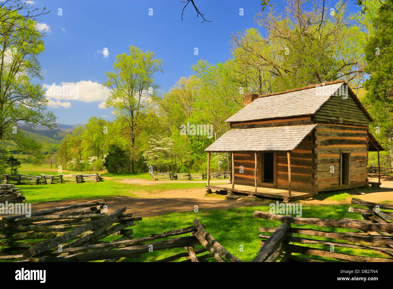 John Oliver Cabin, Cades Cove, Great Smoky Mountains National Park, Tennessee, USA Stock Photo