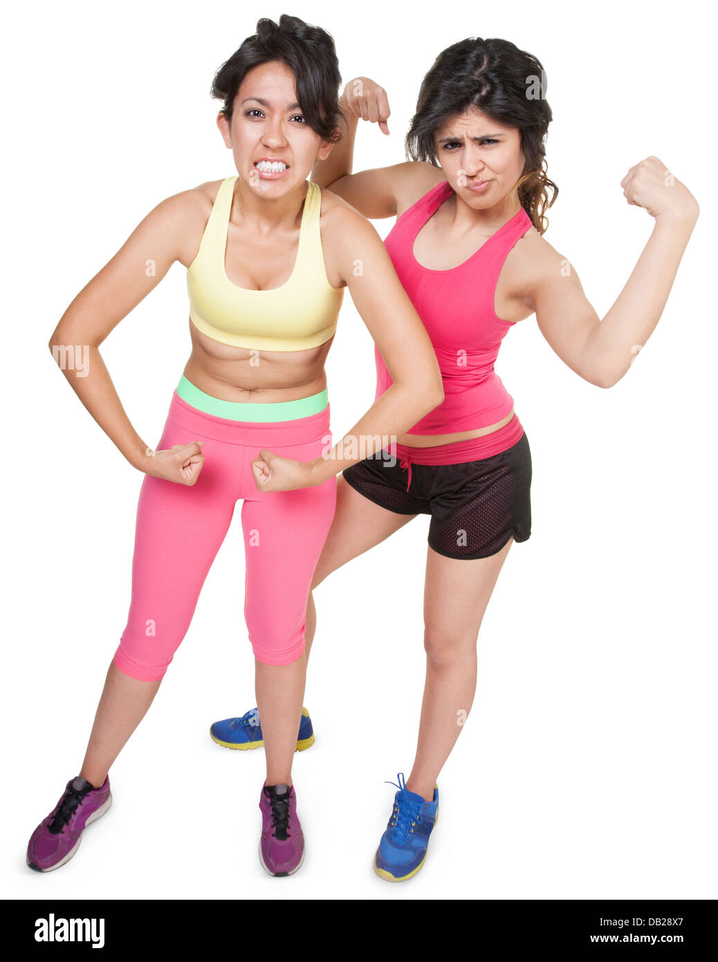 Workout Girls Flexing Stock Photo