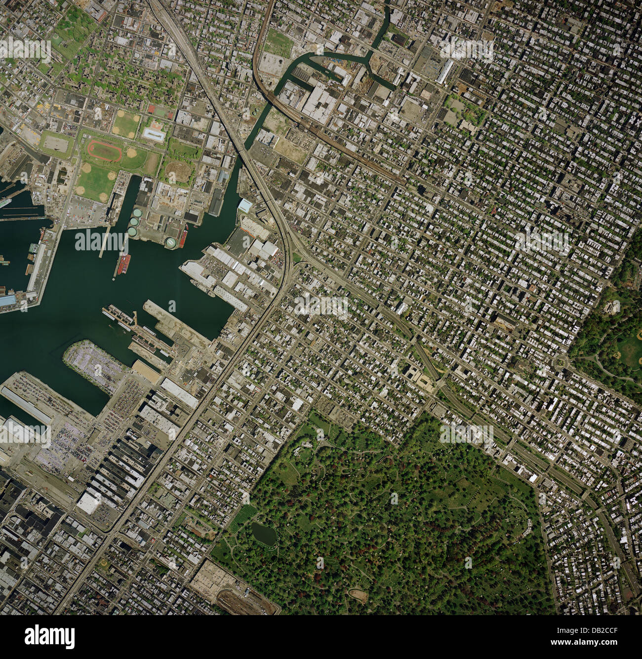 aerial photo map of Brooklyn, New York, 2002 Stock Photo