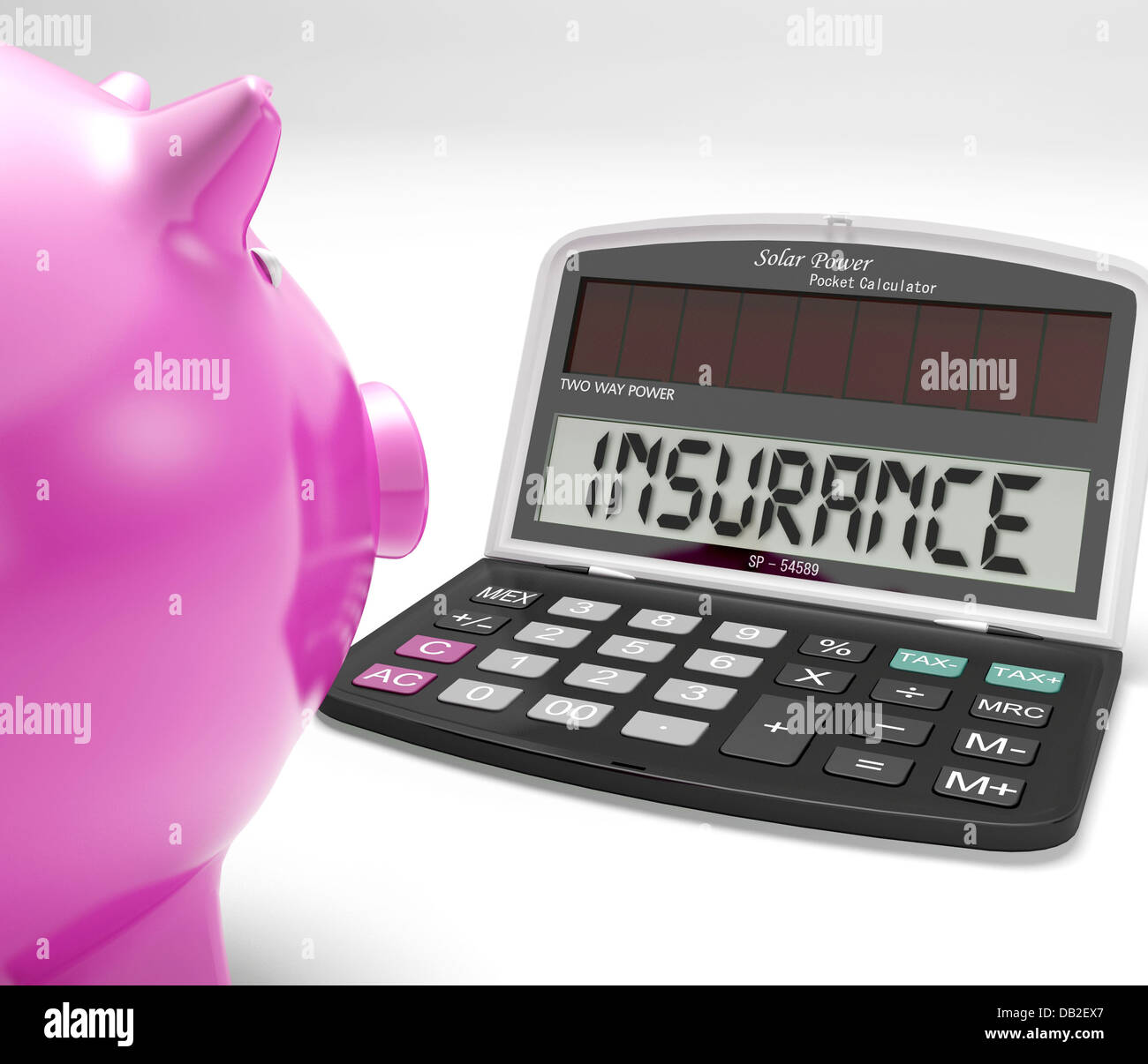 Insurance Calculator Shows Protection Of Home Investment Stock Photo