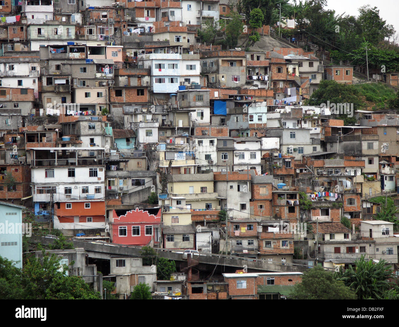 View on one of the many Favelas, the slums of Rio de Janeiro, Brazil, 01 December 2007. Photo: Peter Kneffel Stock Photo