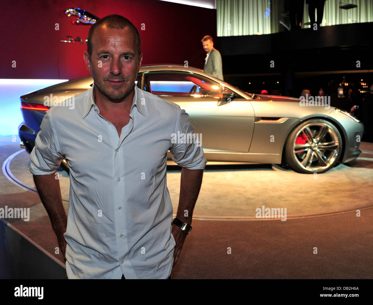 German actor Heino Ferch sits in front of the concept sports car Jaguar C-X16 after its presentation at Palais Thurn und Taxis at the International Motor Show IAA in Frankfurt Main, Germany, 12 September 2011. From 15 to 25 September 2011 exhibitors from all over the world will present new trends of the automotive industry, headed by electronic mobility and hybrid vehicles. Photo:  Stock Photo