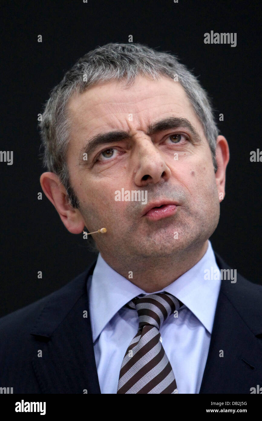Comedian Rowan Atkinson (Mr. Bean) speaks during a presentation of the new Rolls-Royce 'Ghost' at the International Motor Show IAA in Frankfurt Main, Germany, 13 September 2011. From 15 to 25 September 2011 exhibitors from all over the world will present new trends of the automotive industry, headed by electronic mobility and hybrid vehicles. Photo: Fredrik von Erichsen Stock Photo