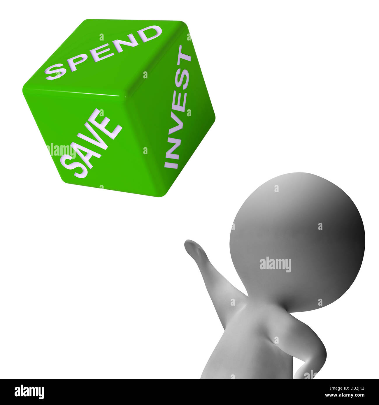 Spend Invest Or Save Dice Shows Budgeting Stock Photo