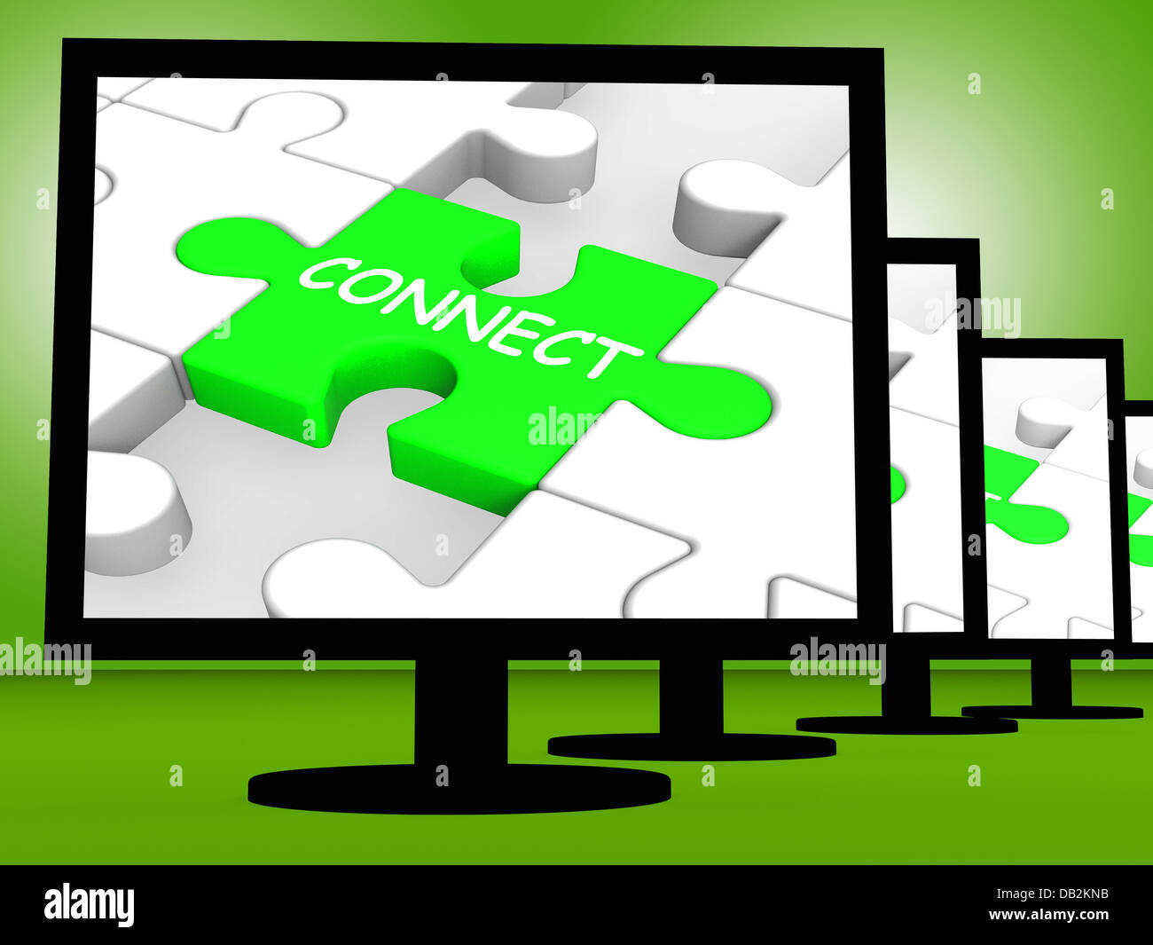 Connect On Monitors Showing Internet Network Stock Photo