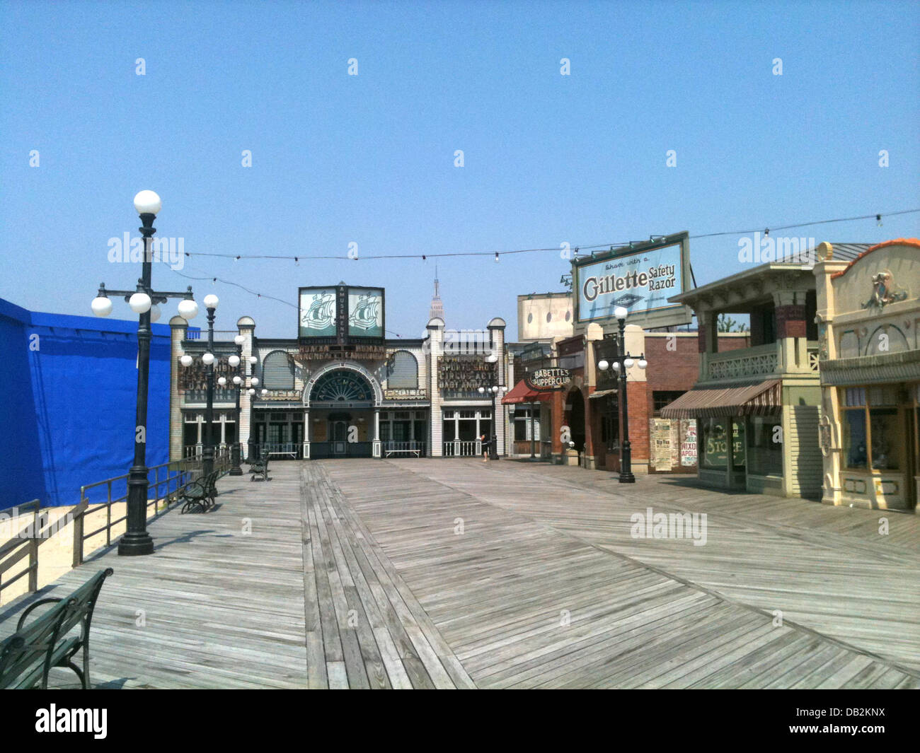 The set of the series 'Boardwalk Empire' si pictured in Atlantic City, USA, 20 July 2011. The city is located at a two hours drive distance from New York City. The series, which has also been broadcasted in Germany since February 2011, holds 18 nominations for the Emmy prize and thus is a huge favourite. The television prize Emmy will be awarded on the weekend of 21 September 2011. Stock Photo