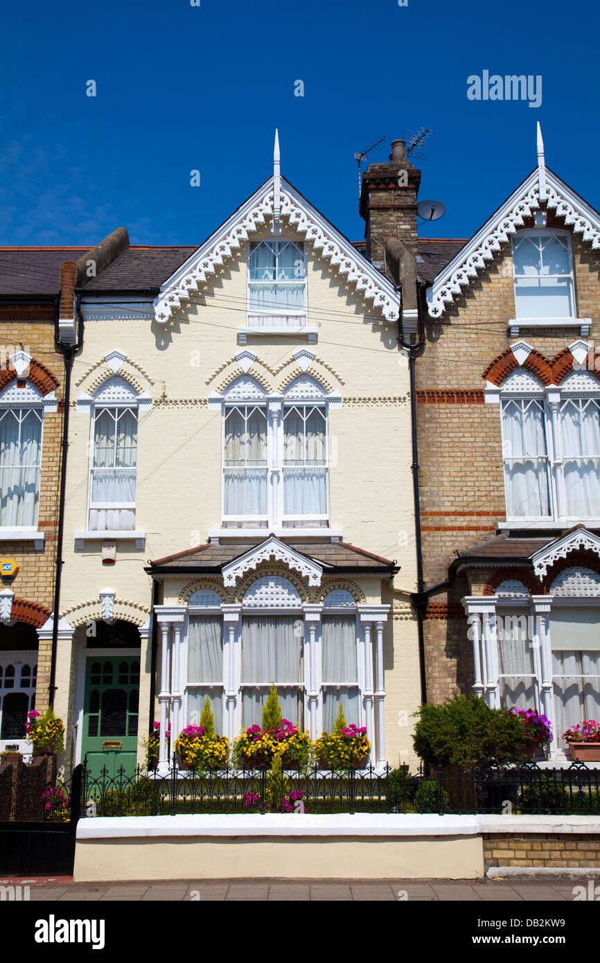 Homes along Broomwood Rd in Clapham - London UK Stock Photo